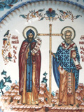 Надглазурная ручная роспись, выполнена сестрами монастыря